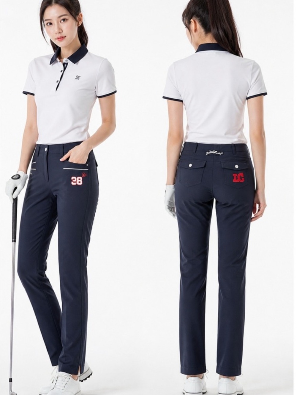 Louis Castel Navy Pants with Red Brand Tag